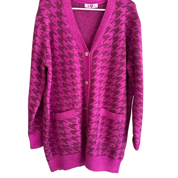 Buddy Love Fuchsia Diamond Knit Cardigan - Picture 3 of 3